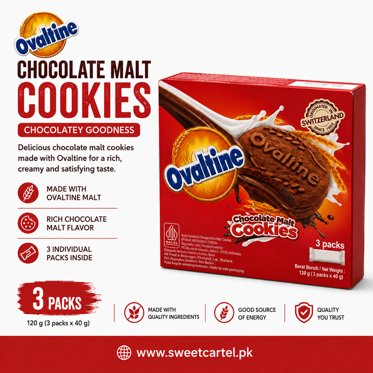 Ovaltine Chocolate Malt Cookies (3 Packs)