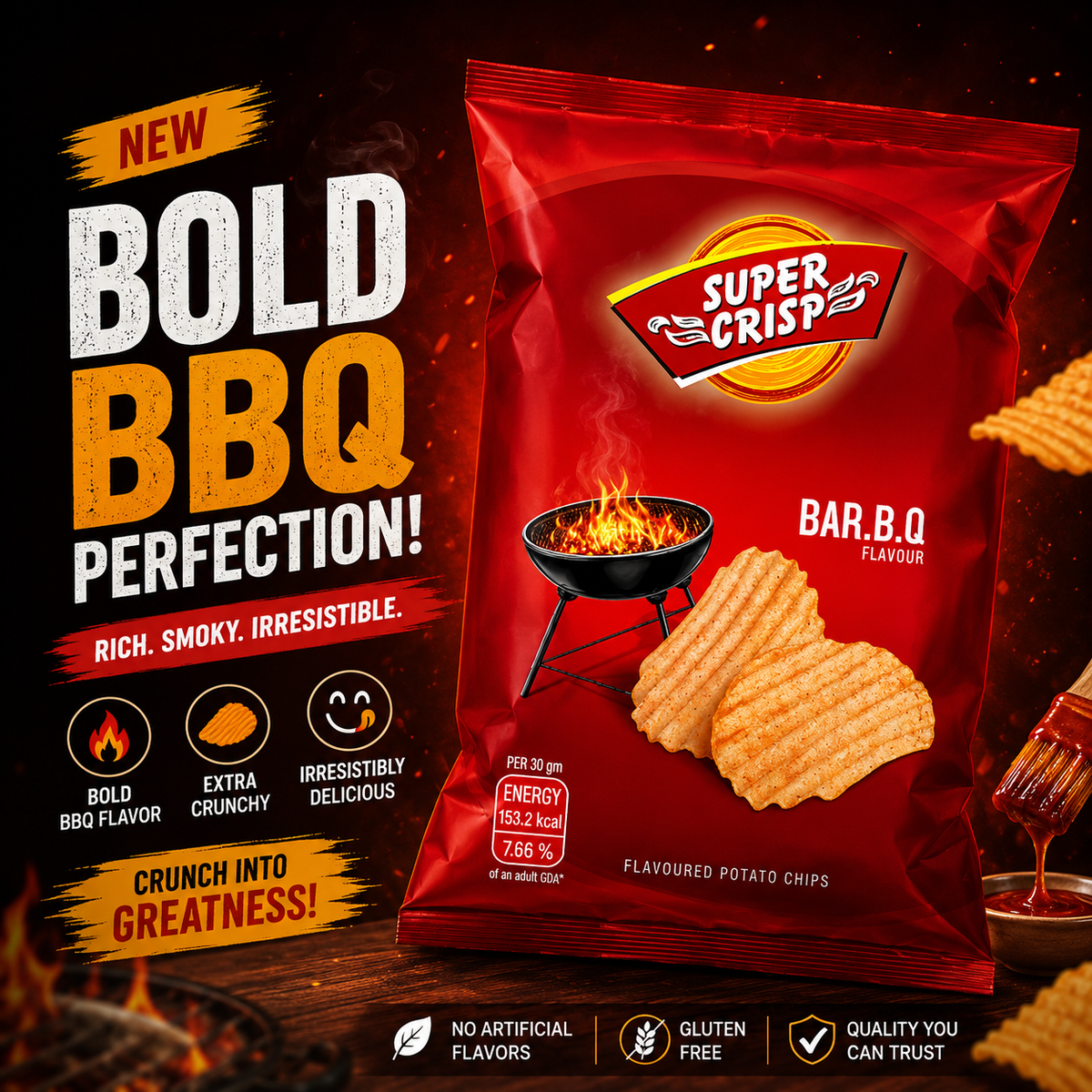 Super Crisp Bar.B.Q Flavour Potato Chips - 150g